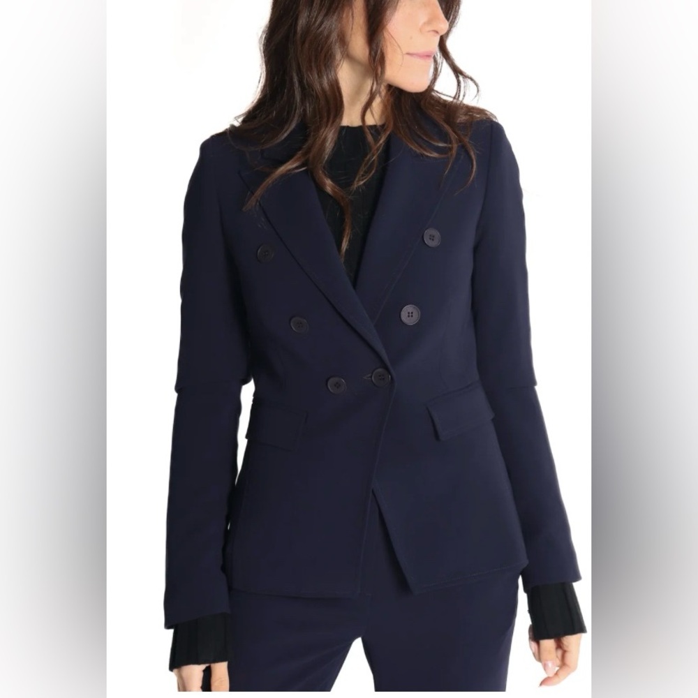 Riri Navy Double Breasted Fitted Blazer